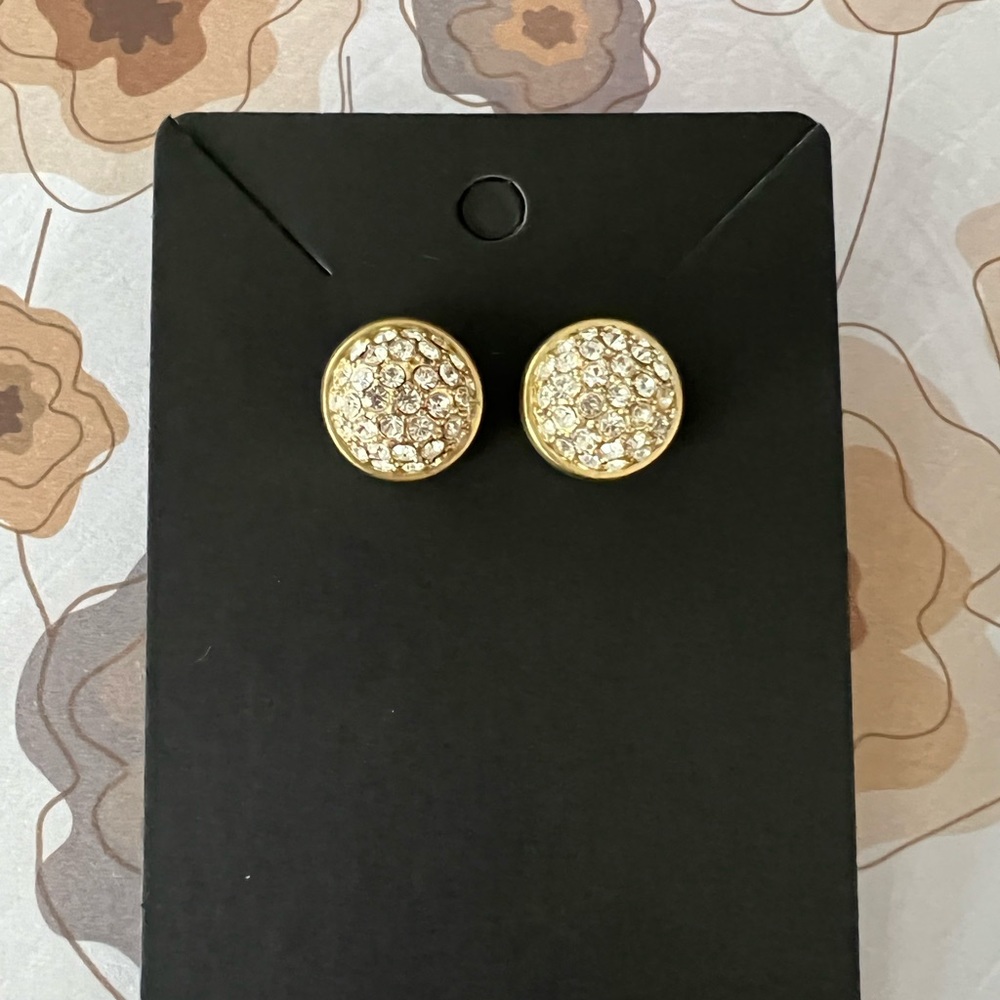 Artist made gold and crystal earrings. They are adorable!